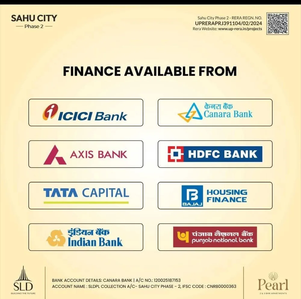 Home loan finance available from ICICI Bank, Canara Bank, Axis Bank, HDFC Bank, Tata Capital, Bajaj Housing Finance, Indian Bank and Punjab National Bank